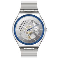 SWATCH Quartz Movement 30m Water Resistance Unisex Watch 47mm Skeleton Dial Stainless Steel Case SS07S116GG Skeleton Dial white