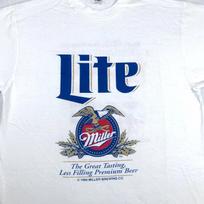 NOS vintage 90s MILLER LITE BEER 2-SIDED T-Shirt L staten island new york city S blue