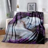 Mustang Logo Print Fleece Blanket, Soft Throw Blanket for Sofa, Bed, Office, Camping, All Seasons, Gift Idea 80cm x 120cm gray