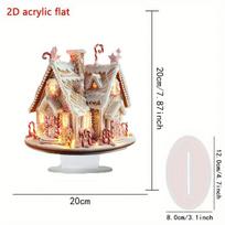 Acrylic Gingerbread House Christmas Ornament - Waterproof Desktop Decoration for Kids beige