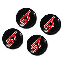 PCKF8 4Pcs Car Wheel Center Hub Cap Rim Cover Stickers ST Logo For Ford Focus Mondeo Edge Ecosport Ranger Fiesta Fusion Kuga Mustang Stickers black