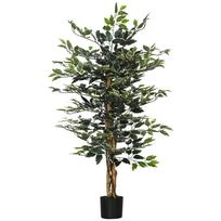 4.5ft Ficus Artificial Plant with Realistic Leaves, Potted Fake Tree for Home Office Indoor Decor, Green 15 x 15 x 130 cm