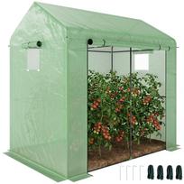 Greenhouse, Walk-in Garden Grow House with Roll-up Door and Mesh Windows, 200 x 140 x 200cm, Green 200 x 140 x 200 cm