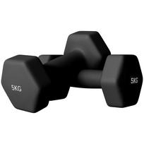 Set of 2 hexagonal dumbbells with non-slip grip for home training, 2 x 5kg, black 20 x 9 x 9 cm