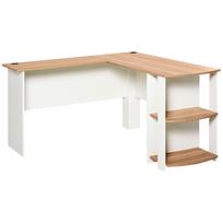 Computer Table PC Desk with Shelves for Office Home Corner Type L-Shaped 136x130x72cm Wood 136 x 130 x 72 cm