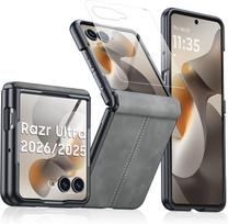 Case for Motorola Razr Ultra 2025, with hinge protection and built-in screen protector žalia