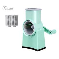 Portable Vegetable Chopper Multi-Purpose Rotary Shredder, Interchangeable Stainless Steel Blades Slicer, Hand Multi Functional Kitchen Tool E white