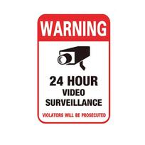 24 Hours Video Camera Surveillance Sign Stickers Self-Adhesive Home Business Alarm System Security Label Stickers red