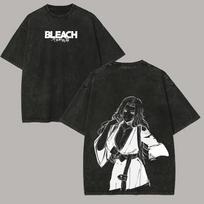 BLEACH Manga Printed T-shirt Vintage Y2k Washed Oversized T Shirt Summer Short Sleeve Casual Polyester Tees Tops Men Women Clothing S juoda