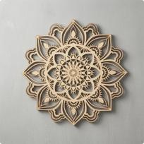Mandala sienų dekoras, medinis sluoksniuotas pjūvis, svetainei, miegamajam, prieškambariui gray