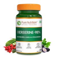Pure Nutrition 98% Berberine supplements | Berberine Tablets with Jamun Beej, Karela & Fenugreek Extract | Supports Blood Sugar Control, Weight
