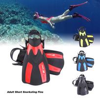 WHALE Adult Short Snorkeling Swim Fins Flippers with Adjustable Heel Water Sports gray