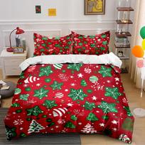 Gingerbread Holiday Pattern Bedding Set (1 duvet cover, 2 pillowcases, duvet not included) 135x200cm blue