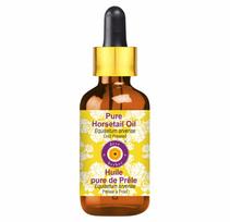 Deve Herbes Pure Horsetail Oil (Equisetum arvense) with Glass Dropper | Cold Pressed | Natural | Undiluted | For Diluting Essential Oils | For Hair yellow