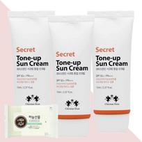 Christian Dean Secret Tone-Up Sun Cream 70ml 3 pcs (+1 portable wet wipe), 3 pcs white
