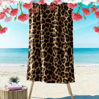 Golden wild leopard allure Print beach towel, quick drying, suitable for travel, outdoor sports, jogging, the beach and swimming, gift 70cmx140cm(27x55inch) black