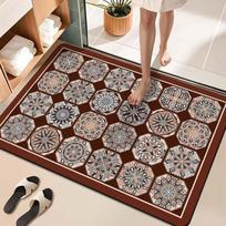 Retro Colored Tile Bathroom Floor Mat - Absorbent, Stain-Resistant, Non-Slip, Quick-Dry Diatomaceous Earth Foot Pad 40x60cm gray