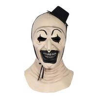Horror Terrifier Clown Mask Cosplay Clown Funny Latex Soft Demon Evil Joker Halloween Party Costume Masks Adult One Size balta