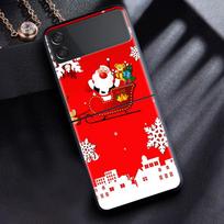 Case For Samsung Galaxy Z Flip 3 4 5G Black Hard PC Phone Housing Z flip4 Luxury Segmented Cover Christmas Cartoon Samsung Z Flip 4 gray