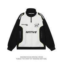 Unisex Retro Racing Half-Zip Sweatshirt - Spring/Autumn Fashion Motorcycle Jacket Extra Large balta