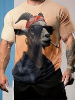 Men's Fashion Glasses Goat T-Shirt S brown