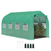 Tunnel Greenhouse 4x2x2 m with 8 Mesh Windows and Door Garden Greenhouse for Patio Garden Green 395 x 195 x 198 cm