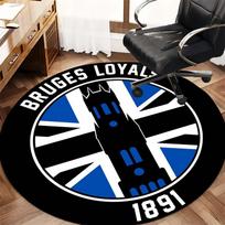 Bruges Loyals 1891 Club Crest Round Area Rug Belgian Football Circular Floor Mat Sports Fan Gaming Chair Bedroom Home Decor Carpet 60x60cm( 15x23in ) gray
