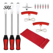 Industrial Grade Steel Pry Tool Carbon Tire Spoons Set, Tools Include 3 Pieces Spoons, 2 Rim Automotive Repair Equipment Protector, 1 Piece Wrench, 6 12pcs red