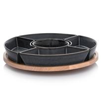Revolving Snack Tray Set with Wooden Base, DUKA Warewood