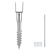VEVOR No Dig Ground Anchor, 1 Pack 3.94 x 2.76 x 27.56 in DIY Screw in Post Stake, Includes 6 Lag Bolts & a Rebar 10 x 7 x 70 cm
