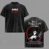 Kuchiki Byakuya BLEACH T-shirt Manga Vintage Washed Oversized T Shirt Summer Short Sleeve Pure Polyester Tees Clothes Men Clothing S juoda