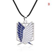 1Pc Anime Attack On Titan Alloy Necklace Figure Chain Gold Silver Pendant Gift B white