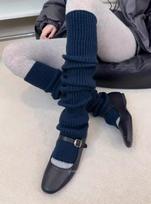 Women Autumn‑Winter Warm 70Cm Over‑Knee Foot‑Stepping Stacking Sleeves, Vertical‑Pattern Non‑Slip Long High‑Tube Leg Covers One size fits all rožinė