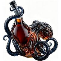 Kraken Rum aštuonkojo butelis, Rankų darbo 3D aštuonkojo grafinas, 350 ml borosilikatinio stiklo likerio butelis, Vintažinis dekoras, Namų baro skulptūra, Unikali dovana D001 gray