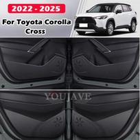 For Toyota Corolla Cross -2024 2025 Car Door Anti Kick Pad Leather Car Door Protective Sticker Car Styling Decor Accessories 4 PCS BLACK black