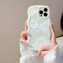 Cute Cloud 14 Suitable for Iphone16 Mobile Phone Case 15pro Max Apple 13 Wave Side Xr Transparent 12pro (6.1) white