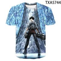 Attack on Titan 3D Pattern T-Shirt for Anime Fans, Stylish Cartoon Tops, Lightweight Polyester Casual Streetwear Clothes XXXL black