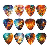 12 vnt. Gitaros mediatorių 0,46 mm 0,71 mm 0,96 mm ABS Premium Mediatoriai Akustinei Elektrinei Gitarai, Bosinei Gitarai, Ukulelei 0.46mm black