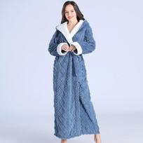 Moteriškas žieminis šiltas ilgas chalatas Moteriškas storas šiltas koralinio fliso kimono chalatas plius dydžio naktiniai marškiniai XL violetinė