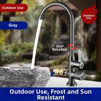 Kitchen Faucets 1 Inlet 2 Outlet Kitchen Sink Faucet Dual Control Rotatable Single Cold Water Tap Deck Mounted Outdoor Faucet China Mainland gray