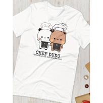 Matching Couple Chef Bubu & Dudu T-Shirts - Funny Chef Hat & Cooking Utensils Graphic - Soft Breathable Unisex Adult Loose Fit Tee - Matching Chef 2XL balta