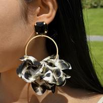 Fashion Sexy Big Leopard Dop Earrings for Women New Trendy Pretty Plant Flowers Alloy Metal Dangle Bohemia Earring Jewelry GOLD leopardas