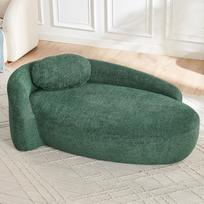 Minimalist Teddy Fleece Sofa with Rounded Design, Soft Upholstered Couch with Cushion, Versatile for Living Room, Bedroom and Studio, Green žalia
