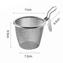 Deep Fryer Basket Round 304 Stainless Steel Fry Baskets with Handle for French Chips Onion Rings Chicken Pasta gray