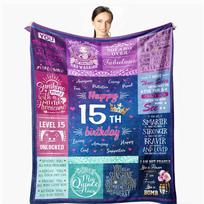 Happy 15Th Birthday Pattern Blanket Flannel Soft Comfort Home Blanket Warm Blanket Birthday Gift 135x200cm pink