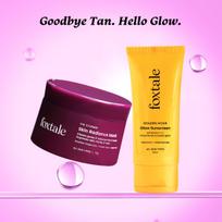 Foxtale Detan and Shield Duo | Skin Radiance Mask with SPF 50 Glow Sunscreen | Removes Tan, Protects from Sun Damage, and Boosts Glow | For Bright yellow