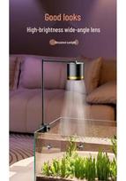 LED Fish Tank Light: Full Spectrum, 3-Color Adjustable, Aluminum Alloy Spotlight with 360° Rotation and Lens Clip 16W Gold Edging