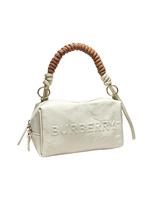 BURBERRY DIY Canvas Cosmetic Bag, Multi‑Purpose Travel Makeup Handbag With Braided Handle, Portable Toiletry Storage Purse white