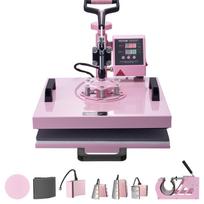 VEVOR Heat Press Machine 38x38 cm 8 in 1 with 850.5 g Tumbler Press T-Shirts Pink rožinė