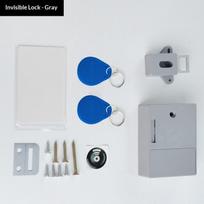 Smart Invisible RFID Cabinet Lock Keyless IC Card Trigger Easy Operation for Home Gym Locker Wardrobe Shoe Cabinet 2‑clasps pilka spalva